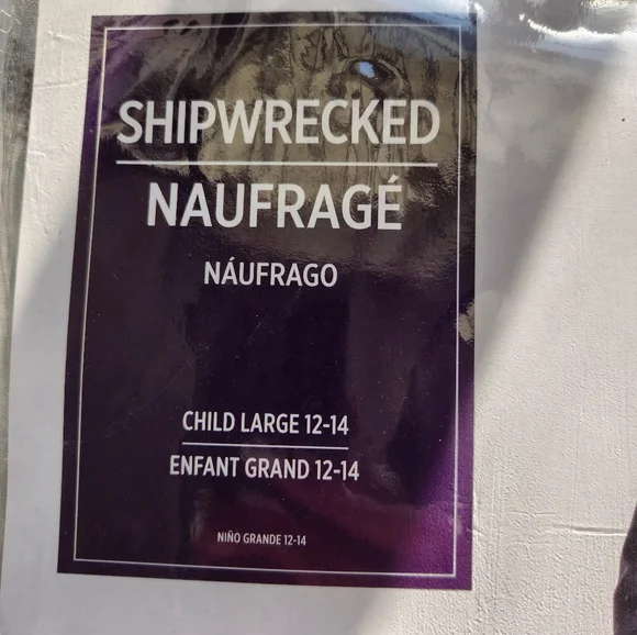 NWT Kids Shipwrecked Pirate Costume Size L 12-14 Halloween Brown Cream - Picture 2 of 5